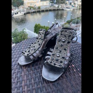 Vince Camuto bronze and beaded wedge